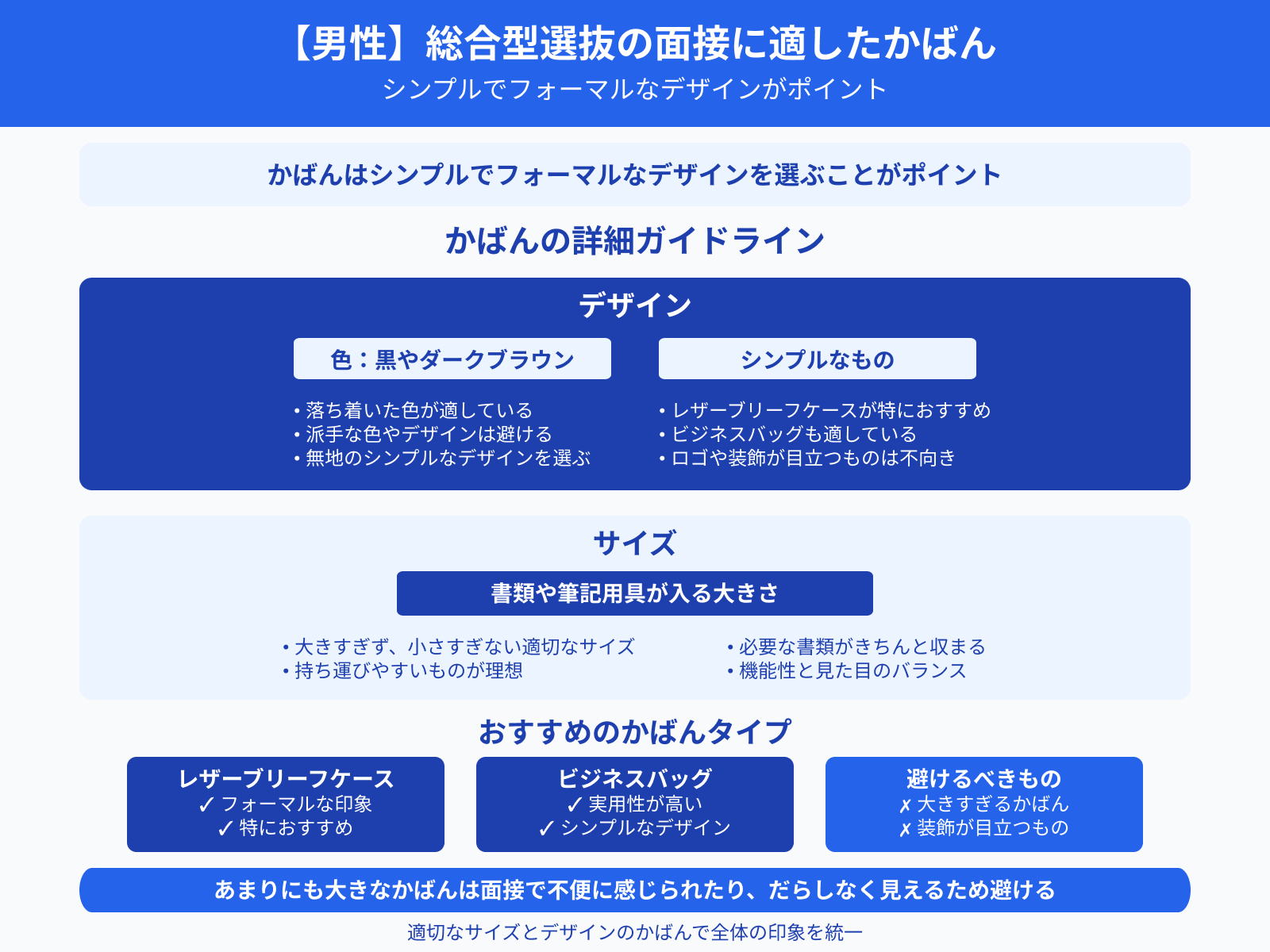 【男性】総合型選抜の面接に適したかばん