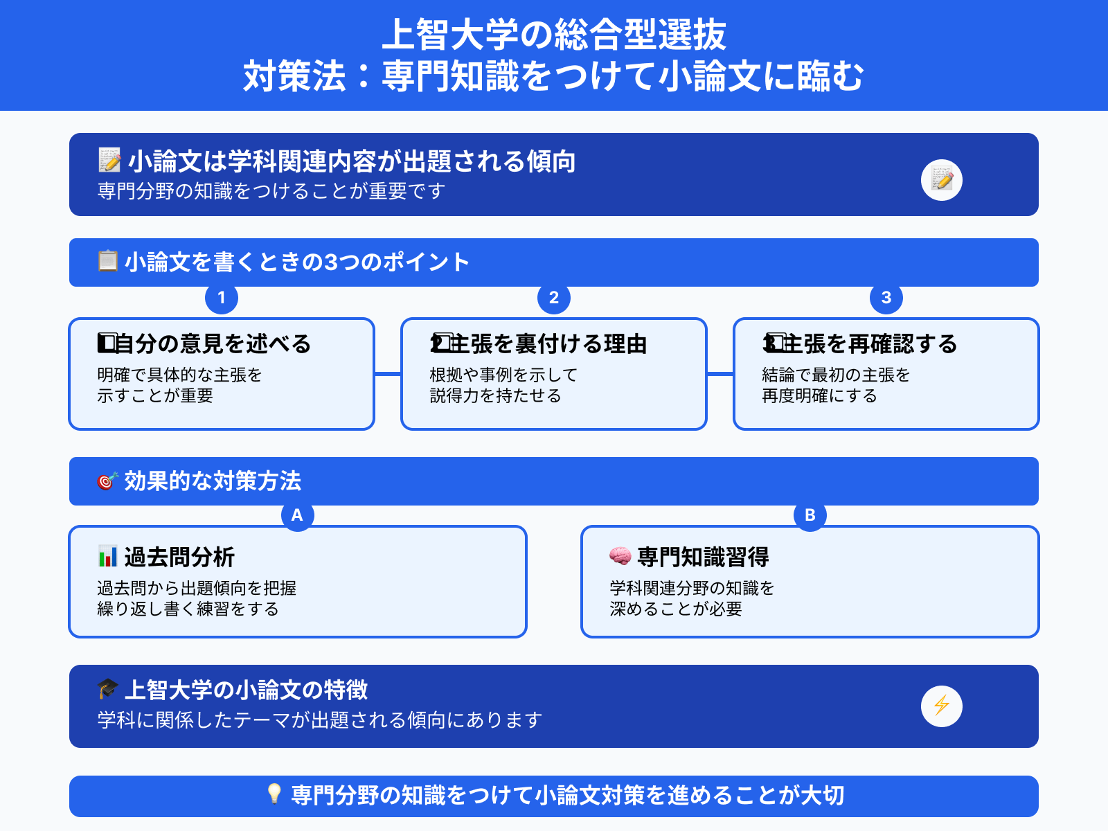 上智大学の総合型選抜 対策法：専門知識をつけて小論文に臨む