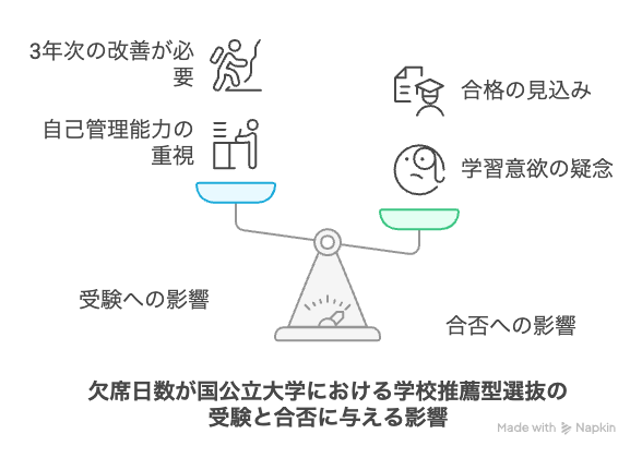 欠席日数が国公立大学における学校推薦型選抜の受験と合否に与える影響