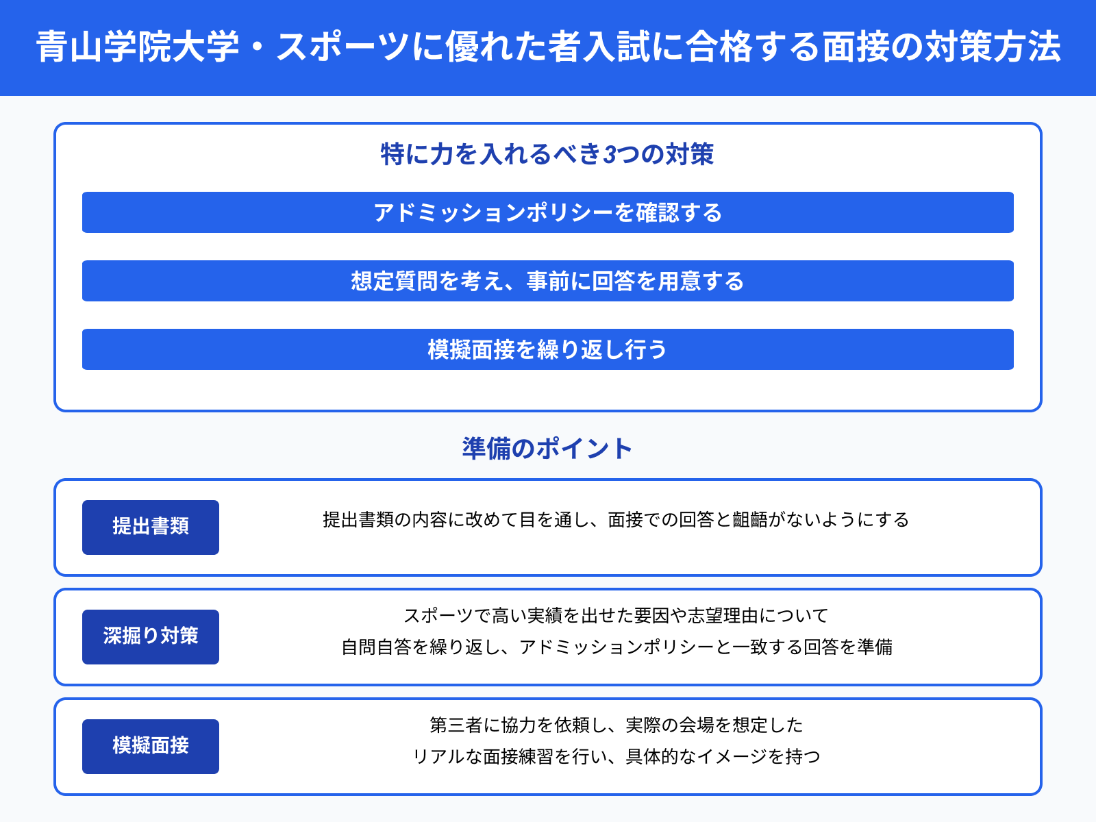 青山学院大学・スポーツに優れた者入試に合格する面接の対策方法