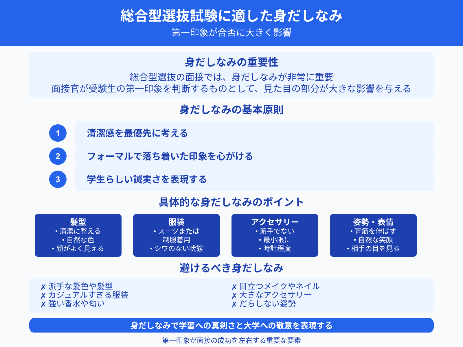 総合型選抜試験に適した身だしなみ
