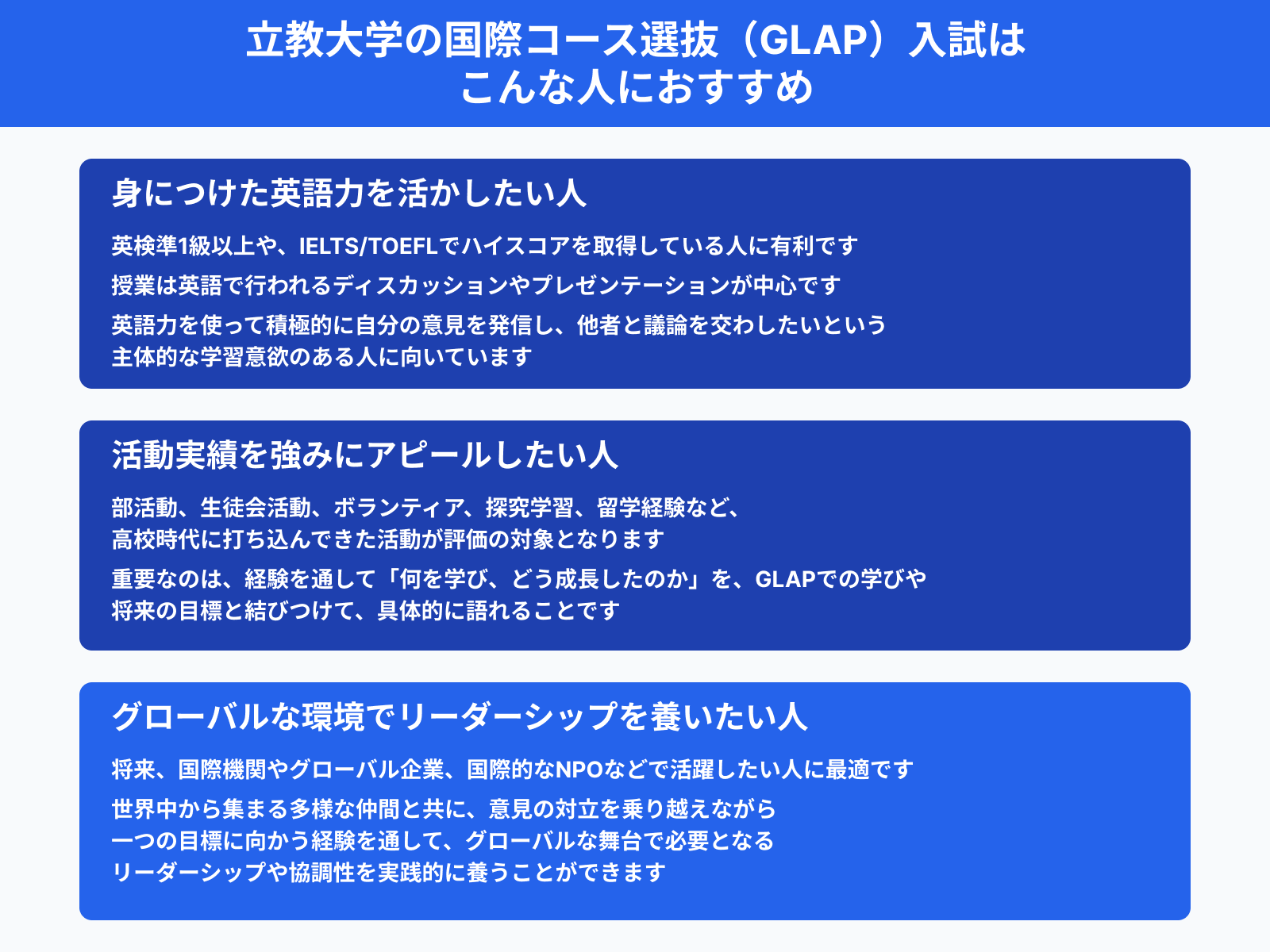 立教大学の国際コース選抜（GLAP）入試は こんな人におすすめ