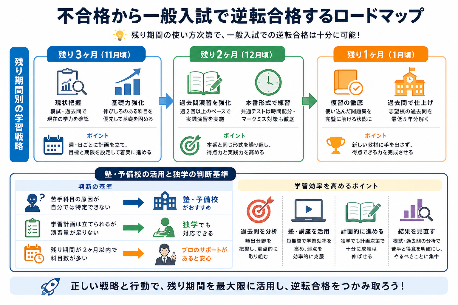 不合格から一般入試で逆転合格するロードマップ