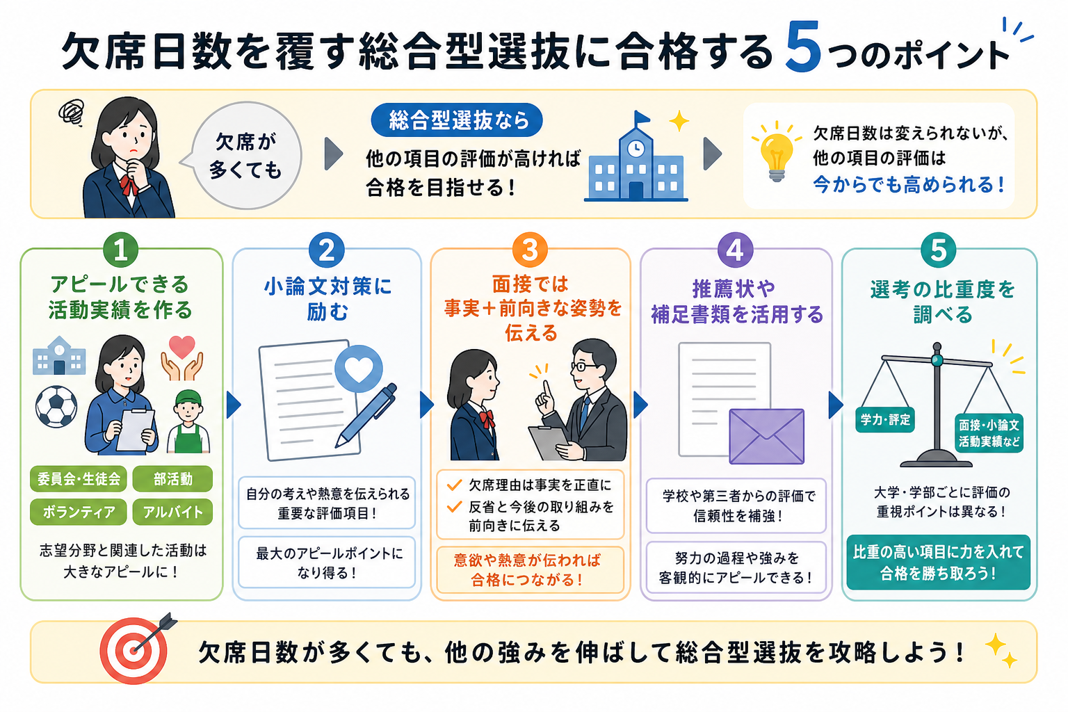 欠席日数を覆す総合型選抜に合格する5つのポイント