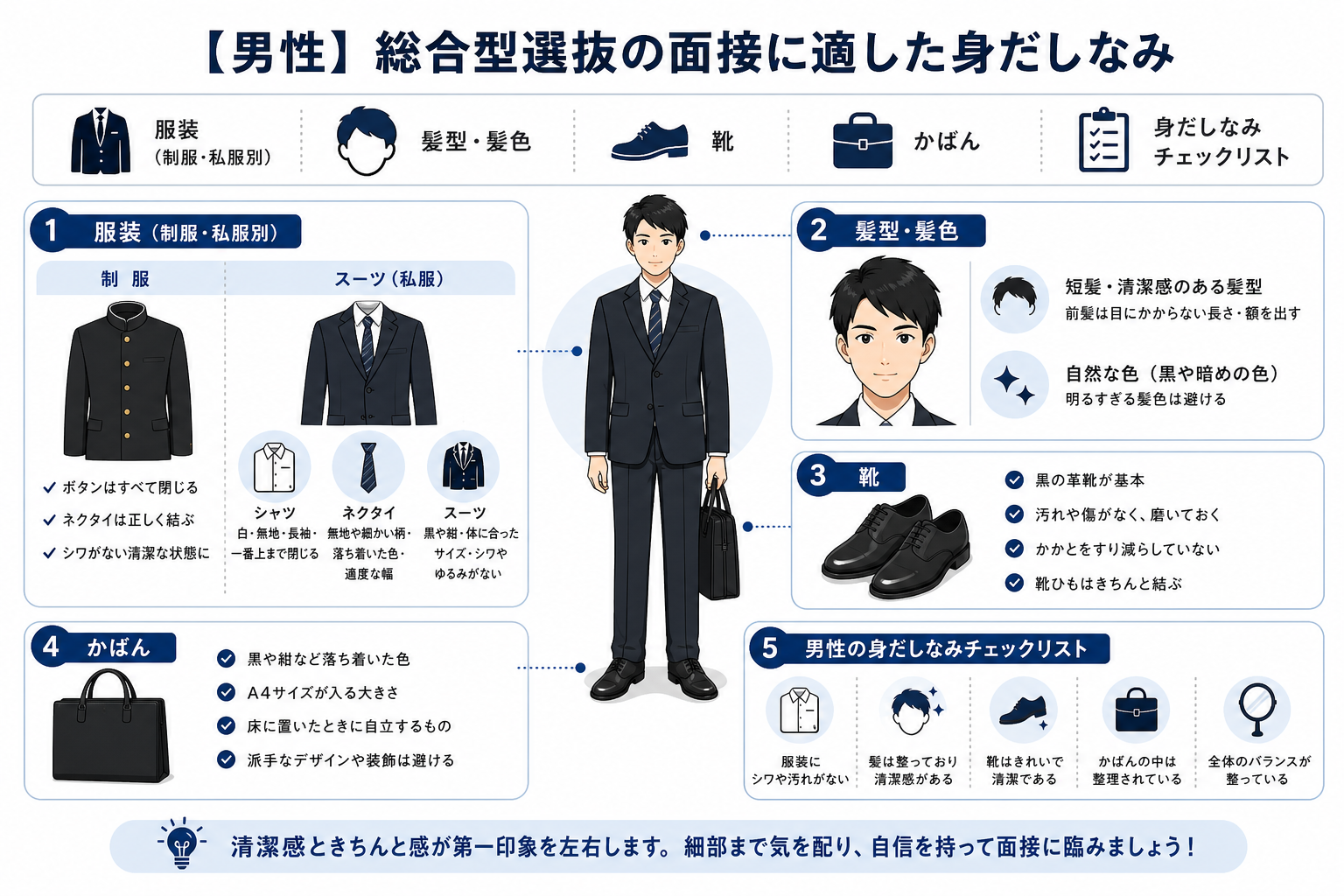 【男性】総合型選抜の面接に適した身だしなみ