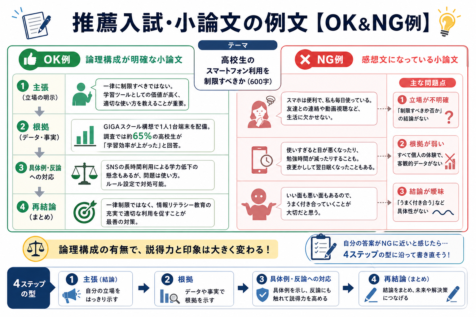 推薦入試・小論文の例文【OK&NG例】