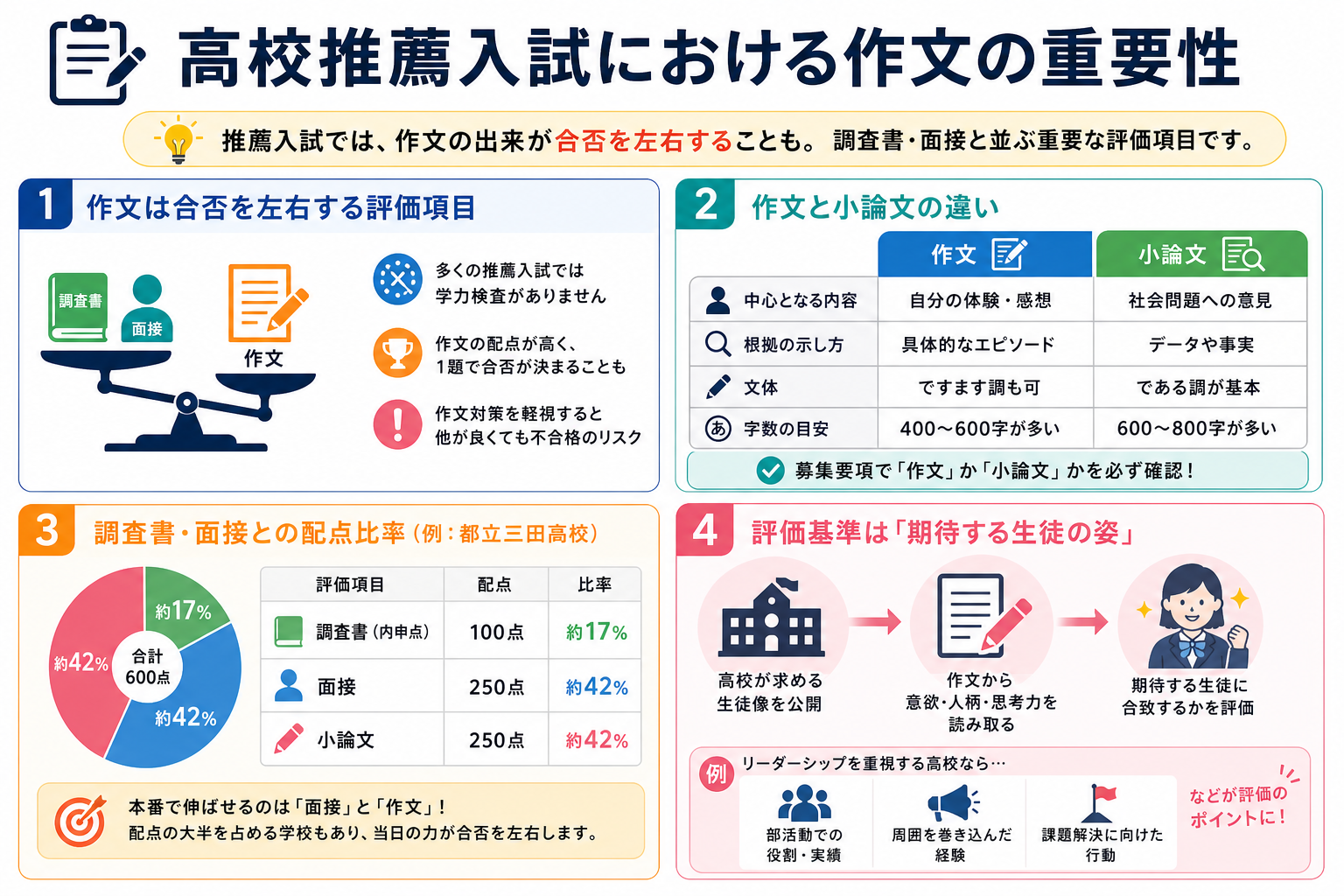 高校推薦入試における作文の重要性