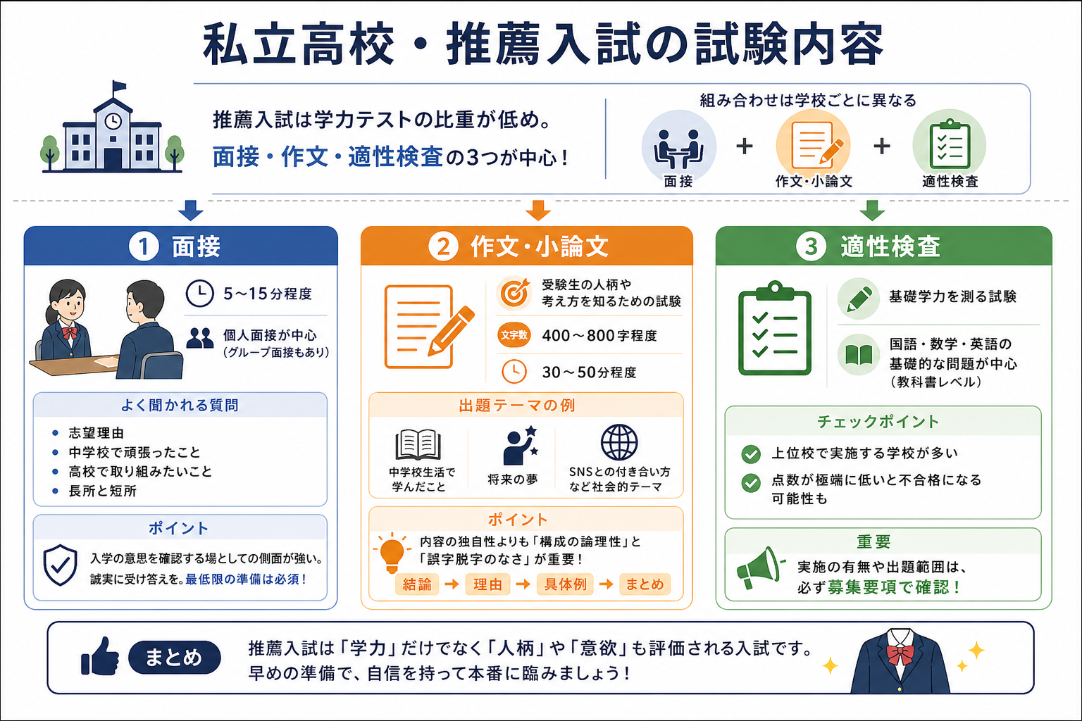 私立高校・推薦入試の試験内容