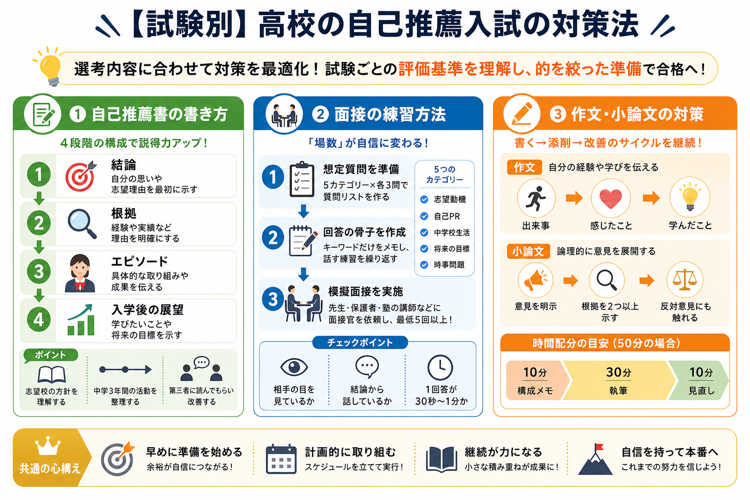【試験別】高校の自己推薦入試の対策法