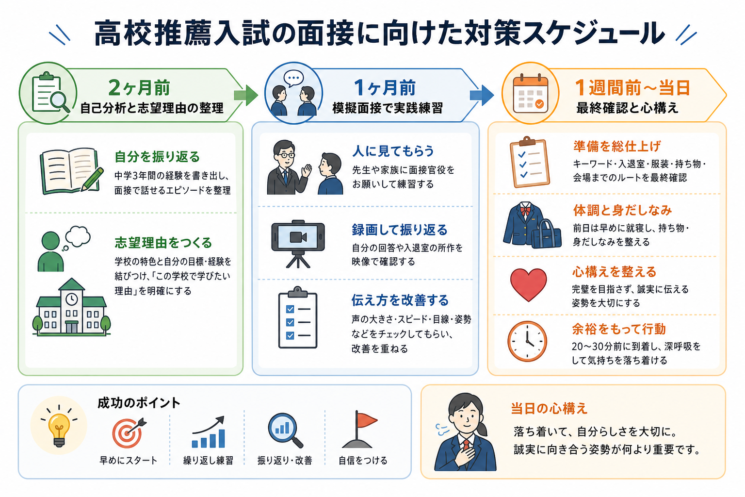 高校推薦入試の面接に向けた対策スケジュール